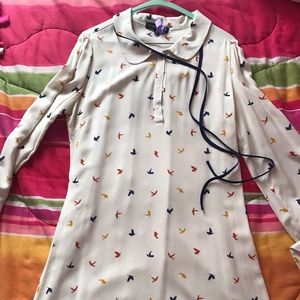 Living doll bird print tunic dress
